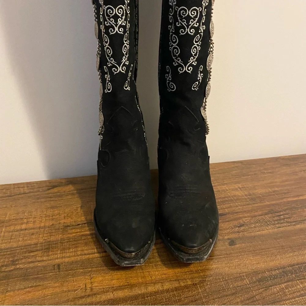 Dan Post Chain Reaction Black and White Leather Boots size 8